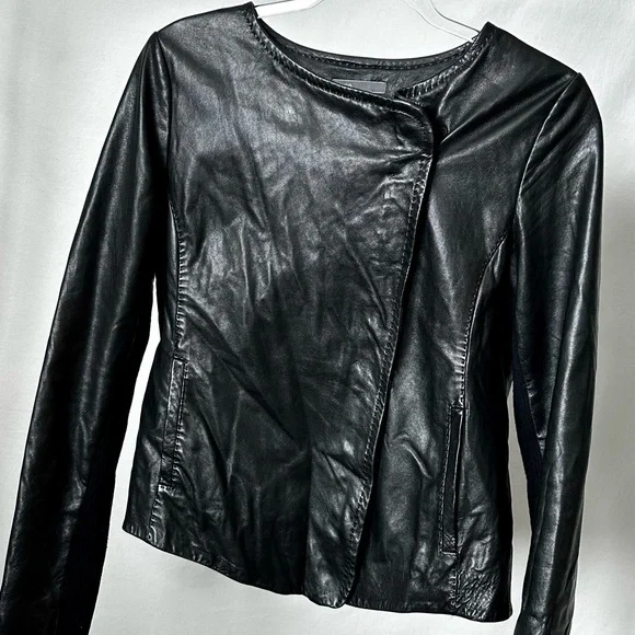 VINCE WOMEN’S LEATHER MOTO JACKET Asymmetrical Zip Fitted Size/M~ Orig. $1195 - Picture 13 of 13